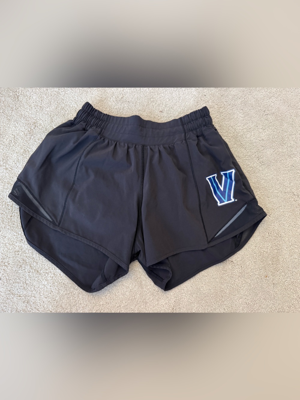 lululemon athletica Black Athletic Shorts with Blue Logo Accent